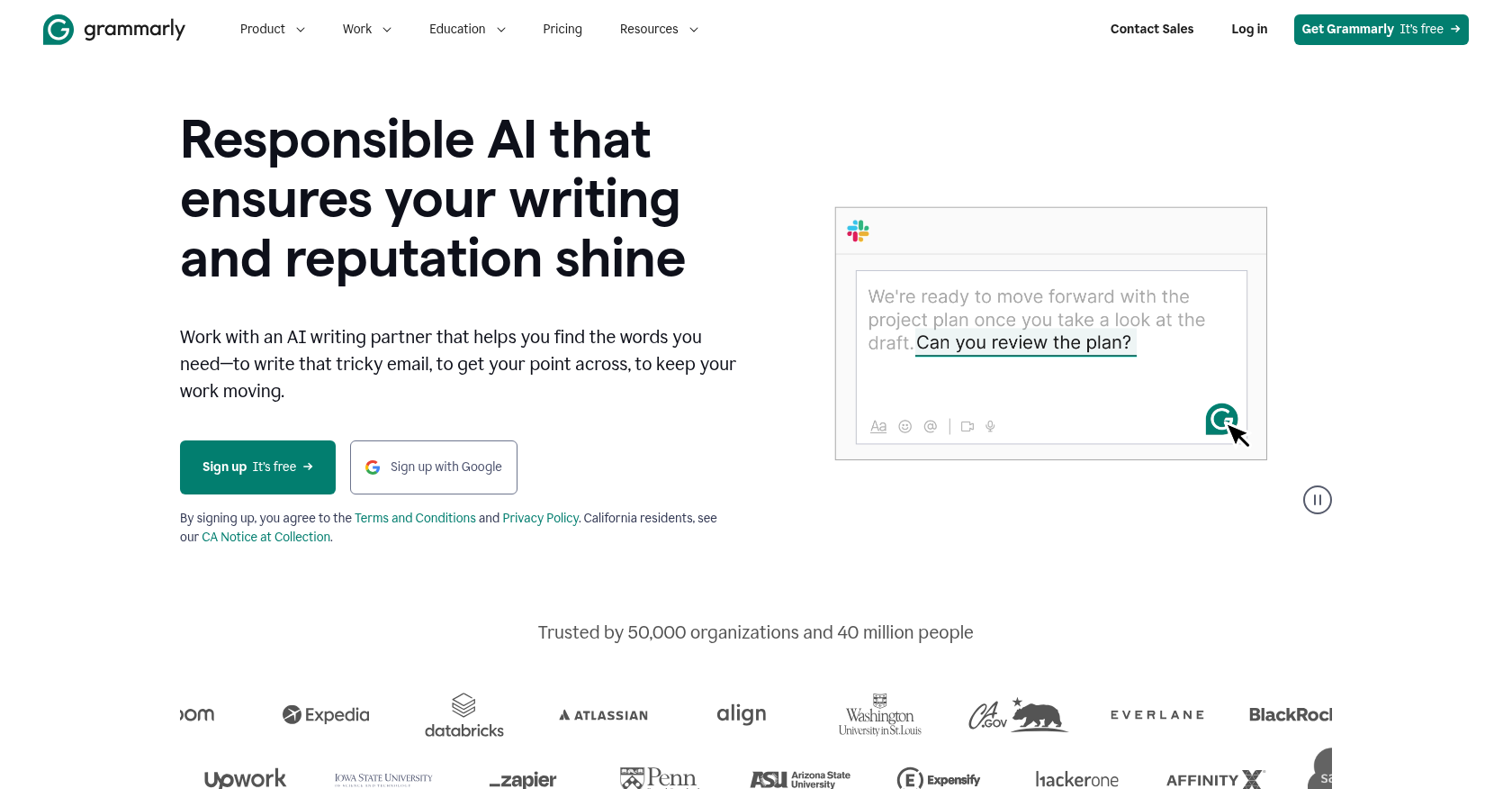Grammarly Homepage