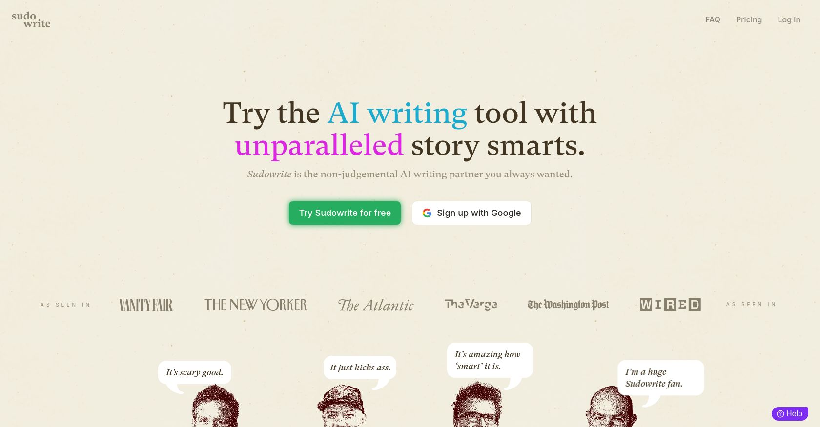 Sudowrite Homepage